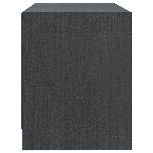 Grauer TV-Schrank Kiefer Massivholz 80 cm
