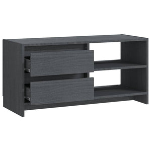 Grauer TV-Schrank Kiefer Massivholz 80 cm