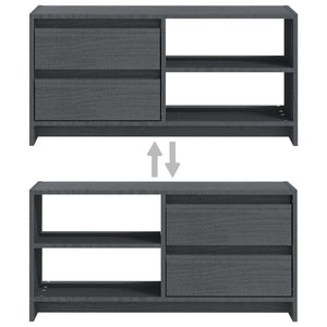 Grauer TV-Schrank Kiefer Massivholz 80 cm