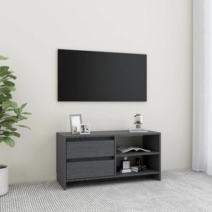 Grauer TV-Schrank Kiefer Massivholz 80 cm