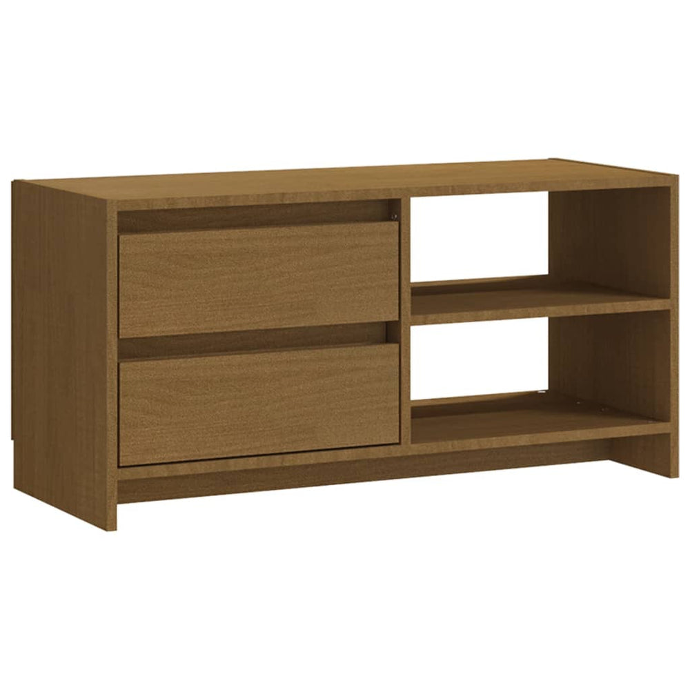 vidaXL Meuble TV marron miel 80x31x39 cm Bois de pin massif
