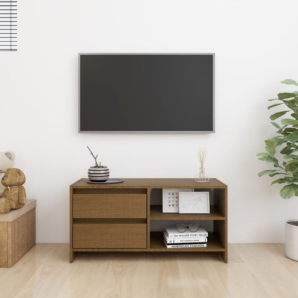 TV-Schrank Honigbraun Kiefer Massivholz 80cm