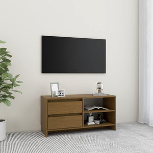 TV-Schrank Honigbraun Kiefer Massivholz 80cm