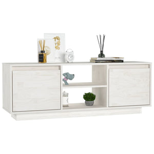 Weißer TV-Schrank Kiefer Massivholz 110cm