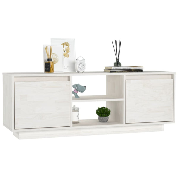 Weißer TV-Schrank Kiefer Massivholz 110cm