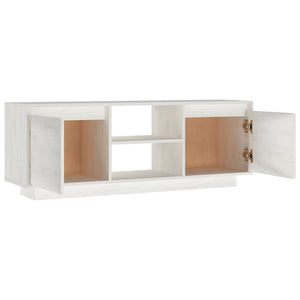 Weißer TV-Schrank Kiefer Massivholz 110cm
