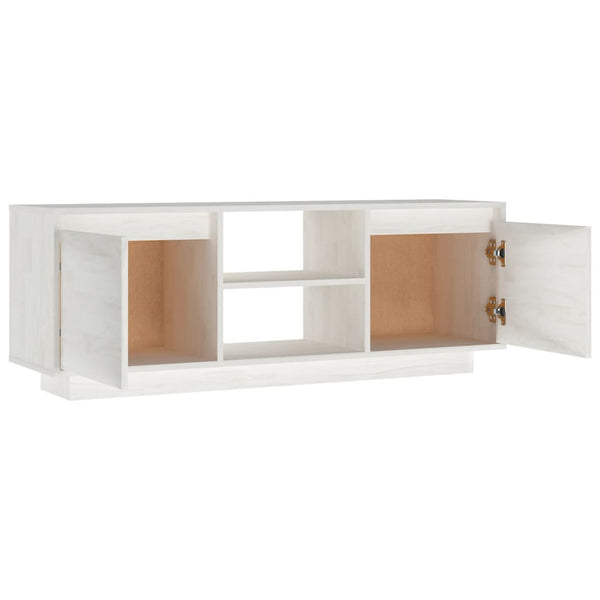 Weißer TV-Schrank Kiefer Massivholz 110cm