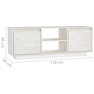 Weißer TV-Schrank Kiefer Massivholz 110cm