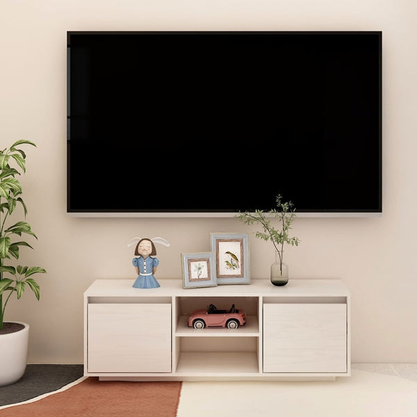 Weißer TV-Schrank Kiefer Massivholz 110cm