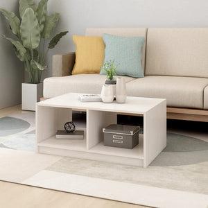 Weißer Couchtisch Kiefer Massivholz 75x50 cm