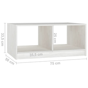 Weißer Couchtisch Kiefer Massivholz 75x50 cm