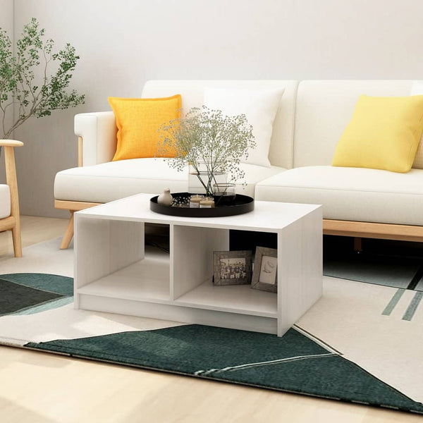 Weißer Couchtisch Kiefer Massivholz 75x50 cm