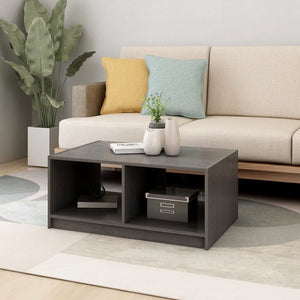 Grauer Couchtisch Kiefer Massivholz 75x50 cm