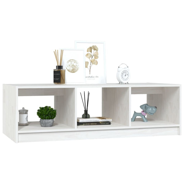 Weißer Couchtisch Kiefer Massivholz 110x50 cm
