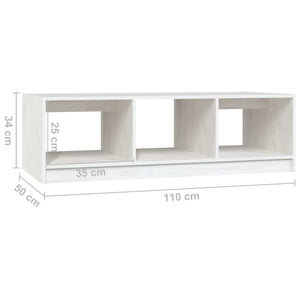 Weißer Couchtisch Kiefer Massivholz 110x50 cm