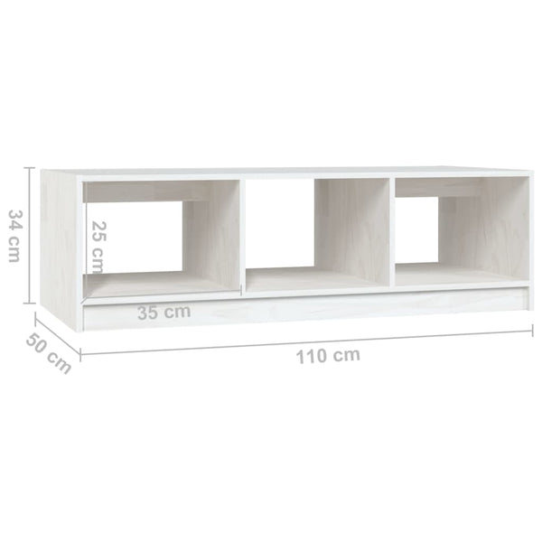 Weißer Couchtisch Kiefer Massivholz 110x50 cm