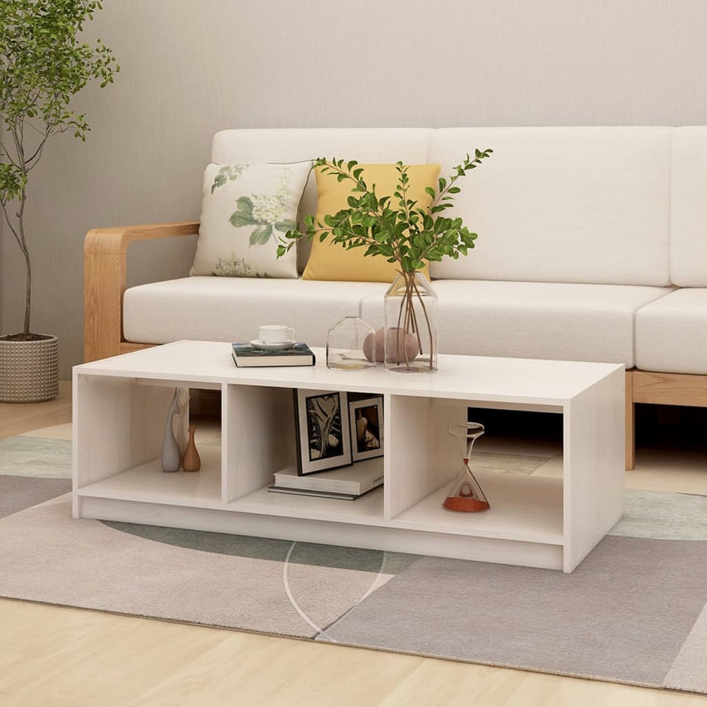 Weißer Couchtisch Kiefer Massivholz 110x50 cm