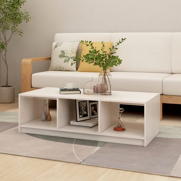 Weißer Couchtisch Kiefer Massivholz 110x50 cm