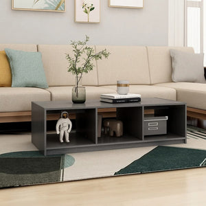 Grauer Couchtisch Kiefer Massivholz 110x50 cm