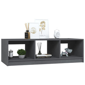 Grauer Couchtisch Kiefer Massivholz 110x50 cm