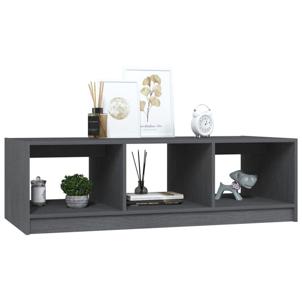 Grauer Couchtisch Kiefer Massivholz 110x50 cm