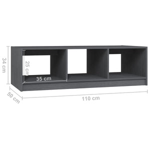 Grauer Couchtisch Kiefer Massivholz 110x50 cm