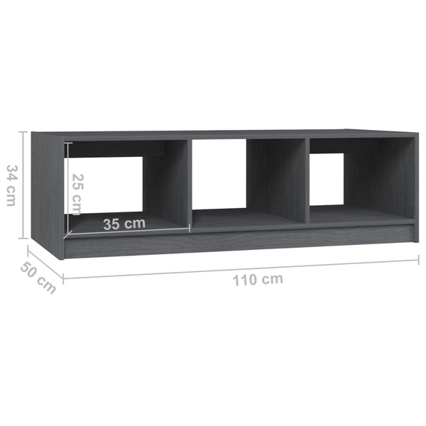 Grauer Couchtisch Kiefer Massivholz 110x50 cm