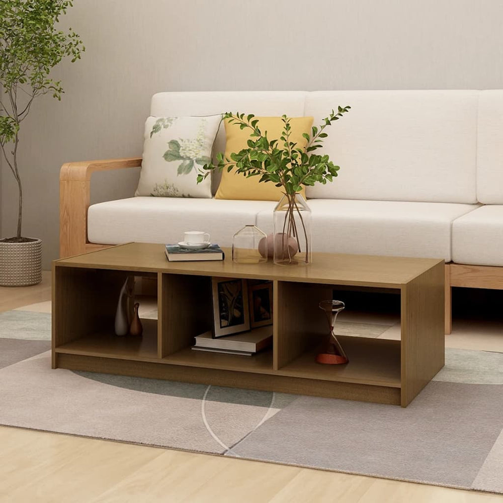 vidaXL Table basse marron miel 110x50x34 cm Bois de pin massif