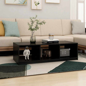 Schwarzer Couchtisch Massivholz 110x50 cm