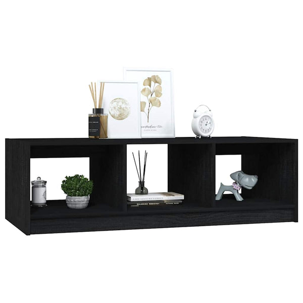 Schwarzer Couchtisch Massivholz 110x50 cm