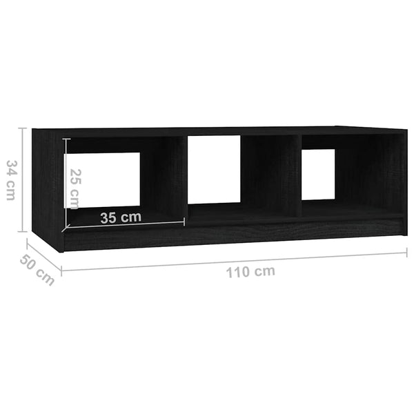 Schwarzer Couchtisch Massivholz 110x50 cm