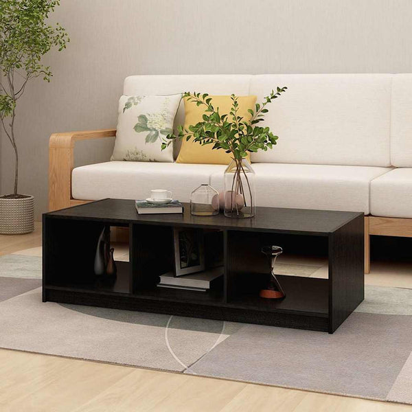 Schwarzer Couchtisch Massivholz 110x50 cm