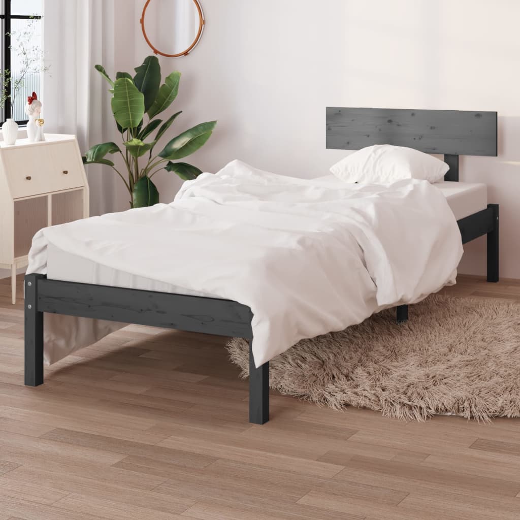 Massivholzbett Kiefer Grau 90x190 cm