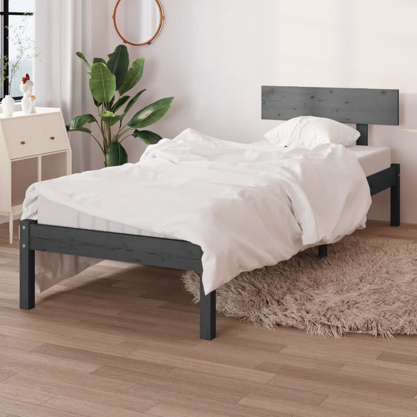 Massivholzbett Kiefer Grau 90x190 cm