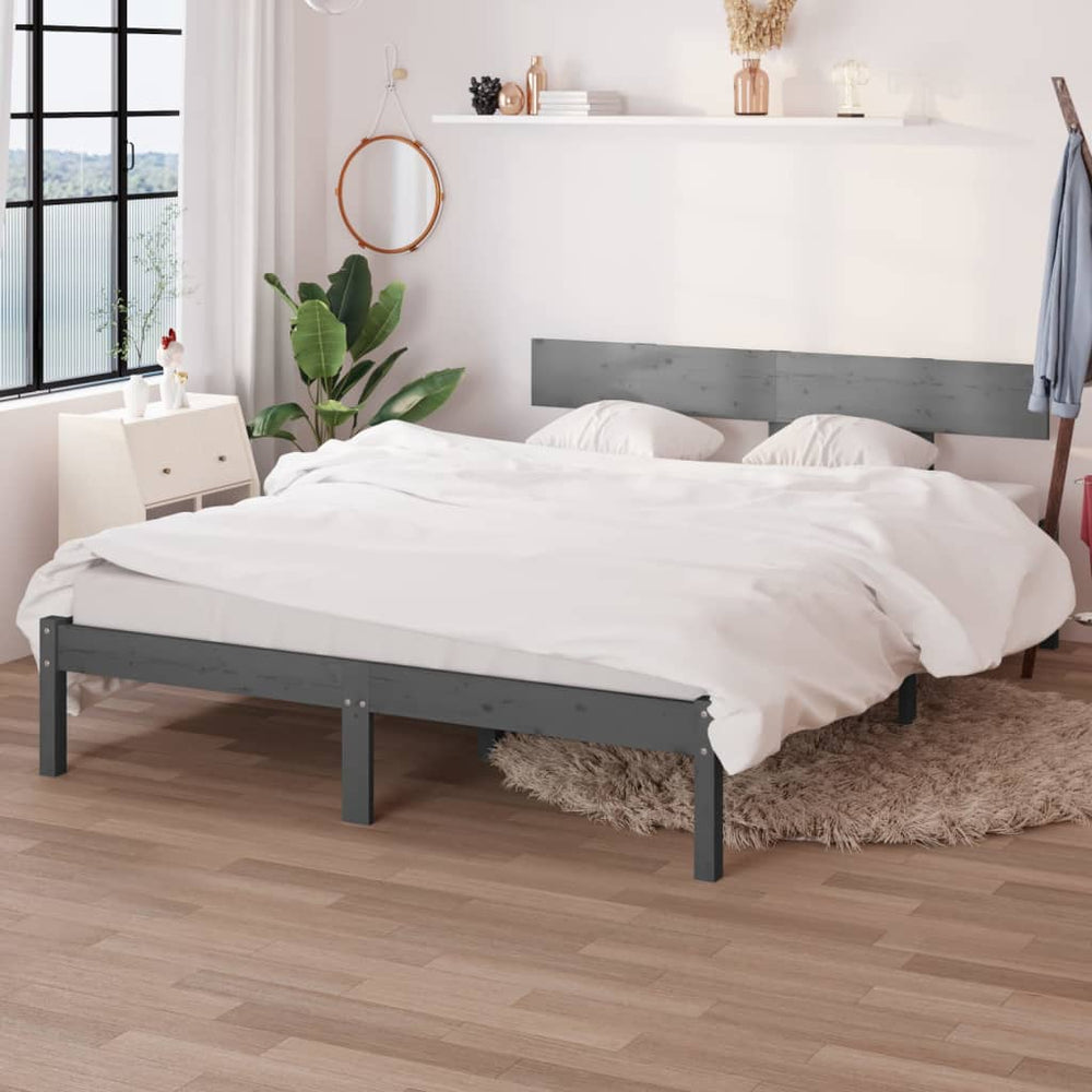 Massivholzbett Grau 150x200 cm