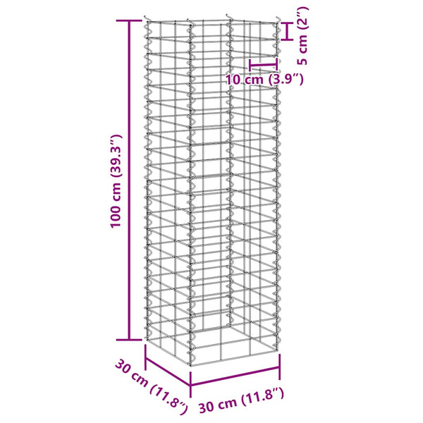 Gabionen-Hochbeete 3 Stk. 30x30x100 cm Eisen