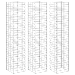 Gabionen-Hochbeete 3 Stk. 30x30x200 cm Eisen