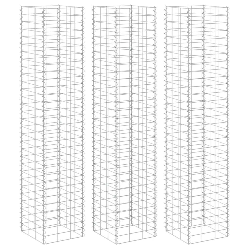Gabionen-Hochbeete 3 Stk. 30x30x200 cm Eisen