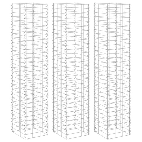 Gabionen-Hochbeete 3 Stk. 30x30x200 cm Eisen