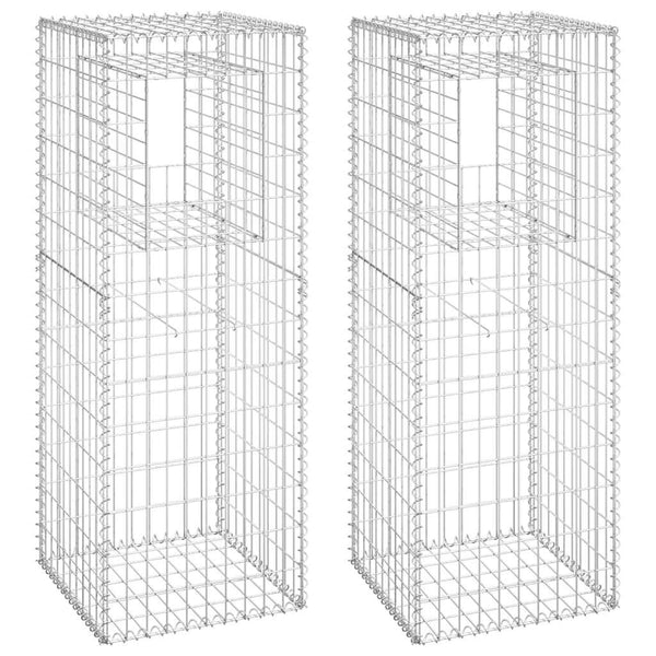 Gabionensäulen 2 Stk. 50x50x140 cm Eisen