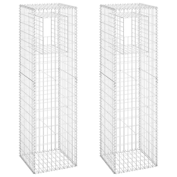 Gabionensäulen 2 Stk. 50x50x180 cm Eisen