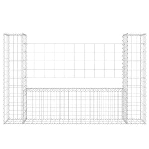 Gabionenkorb U-Form mit 2 Säulen Eisen 140x20x100 cm