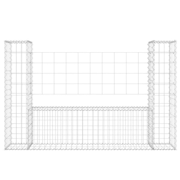 Gabionenkorb U-Form mit 2 Säulen Eisen 140x20x100 cm