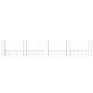 Gabionenkorb U-Form mit 5 Säulen Eisen 500x20x100 cm