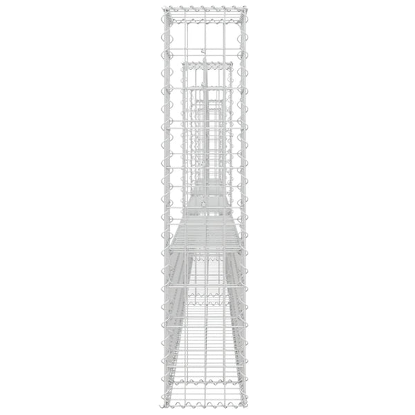 Gabionenkorb U-Form mit 5 Säulen Eisen 500x20x100 cm