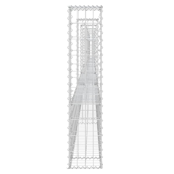 Gabionenkorb U-Form mit 7 Säulen Eisen 740x20x100 cm