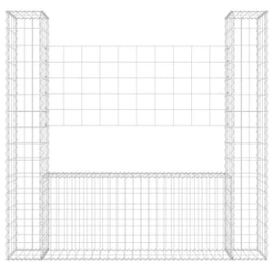 Gabionenkorb U-Form mit 2 Säulen Eisen 140x20x150 cm