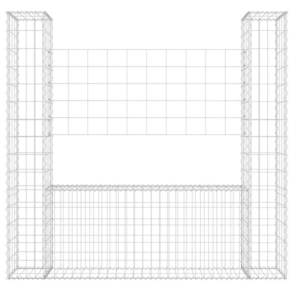Gabionenkorb U-Form mit 2 Säulen Eisen 140x20x150 cm