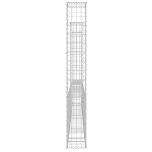 Gabionenkorb U-Form mit 3 Säulen Eisen 260x20x150 cm
