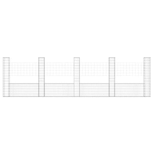 Gabionenkorb U-Form mit 5 Säulen Eisen 500x20x150 cm